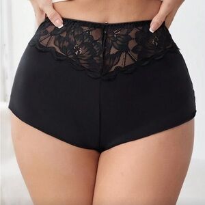 Black Lace High-Waisted Briefs